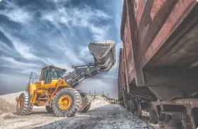 heavy-duty vehicles at a mining site