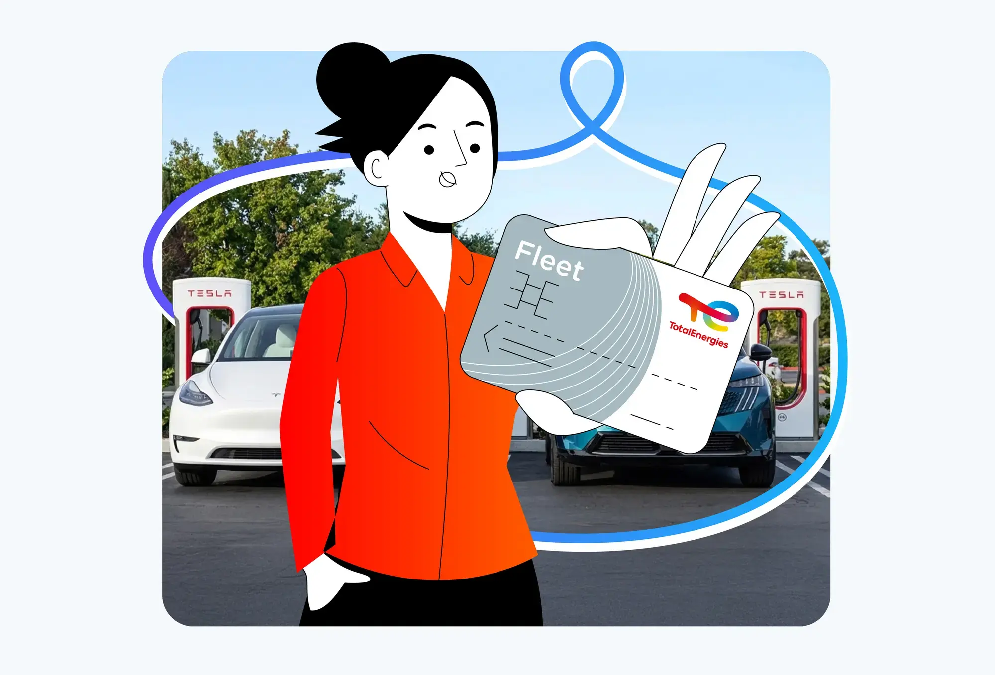 Superchargeurs Tesla compatible avec la carte Fleet de TotalEnergies