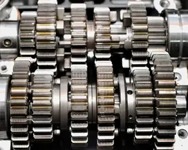 two rows of gear with oil