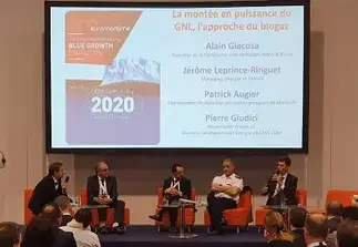 Jérôme Leprince-Ringuet speaks at a panel discussion at Euromaritime 2020