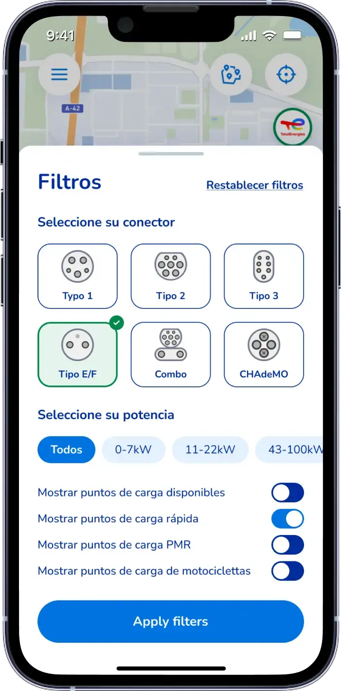 Filtra y guarda tus estaciones de recarga más frecuentadas