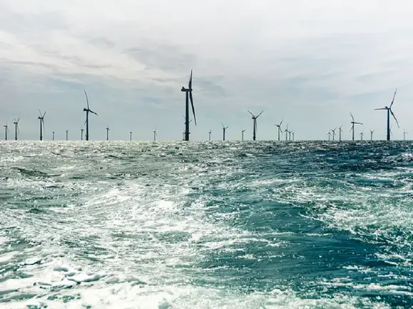 Offshore wind turbines in the sea