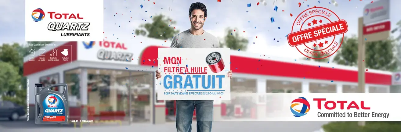 Profitez de notre offre spéciale du 21/04/2019 au 06/05/2019 au sein de tous nos centres de services&nbsp;TOTAL&nbsp;QUARTZ&nbsp;AUTO&nbsp;SERVICE&nbsp;.