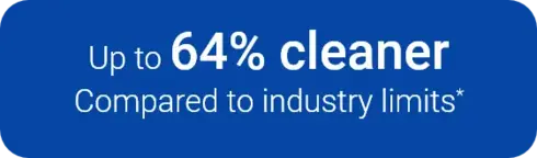 Up to 64% cleaner compared to industry limits*