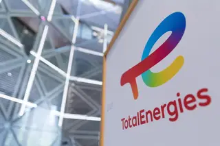 TotalEnergies logo in the Coupole tower lobby