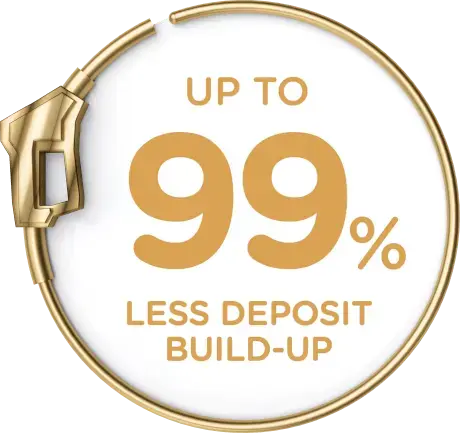 up to 99% less deposit build-up