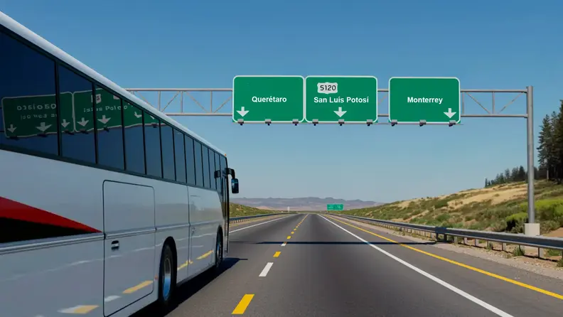 Autobús en carretera; mantenimiento en vacaciones.