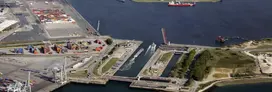 Vue aérienne de l'écluse françois 1er
