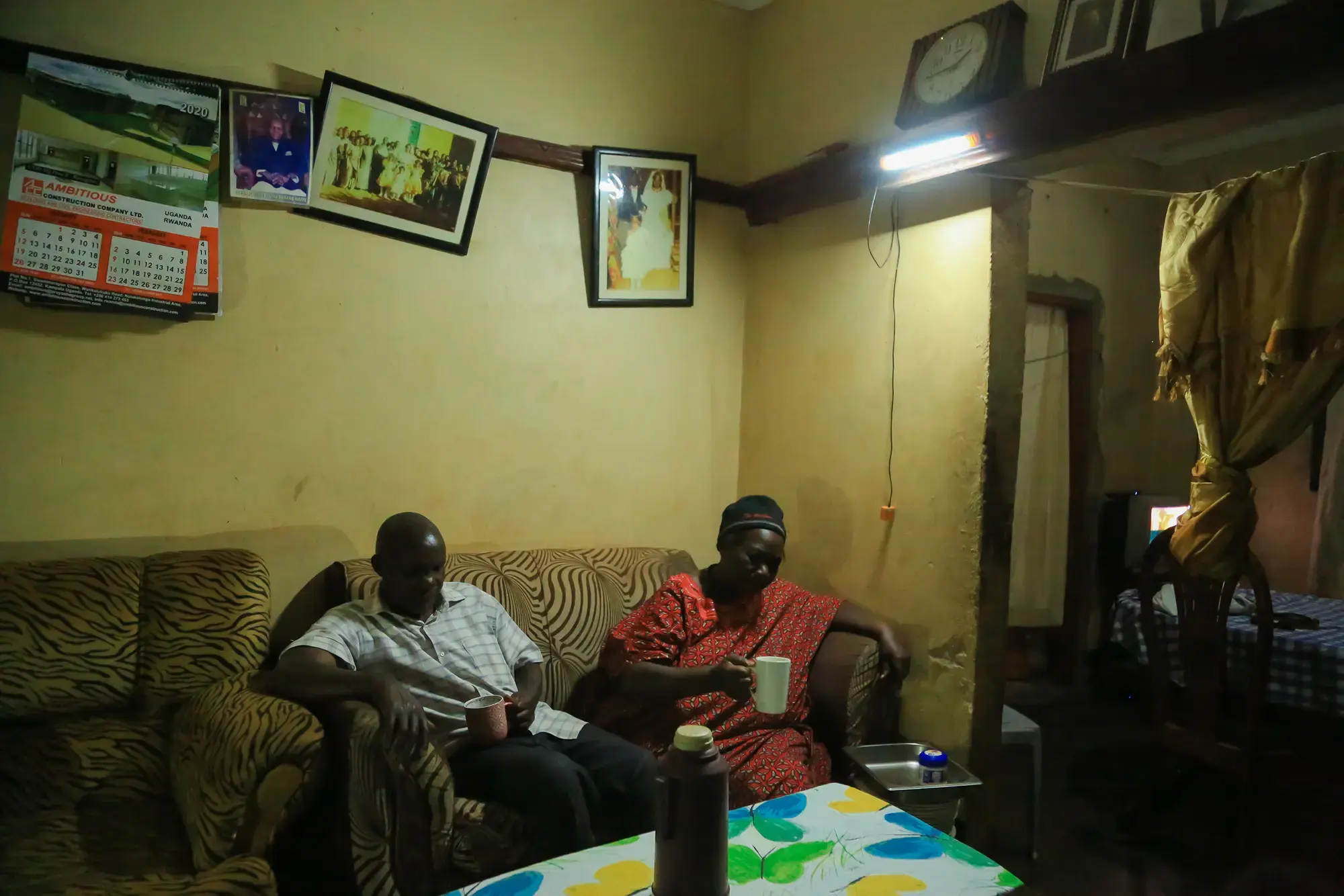 Home Sunshine solar kit lighting up a family's living room