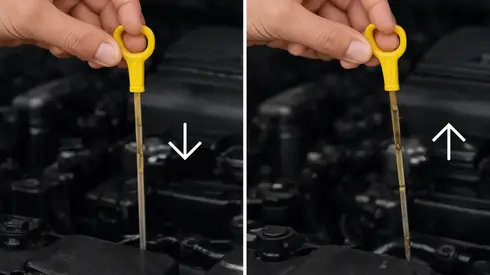 como medir aceite de motor