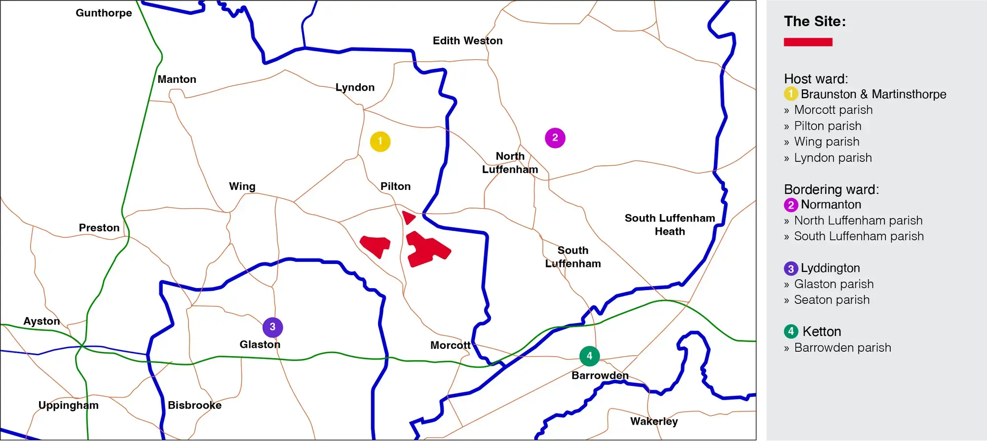 Map of the Parish boundaries surrounding Staveley Solar Farm