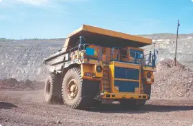 heavy-duty vehicles at a mining site