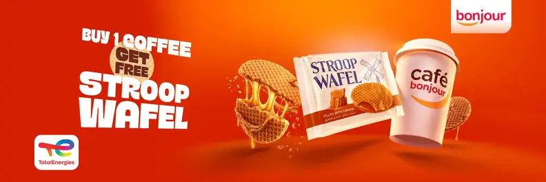 Large Cappuccino or Late + Stroop Wafel Free_Banner