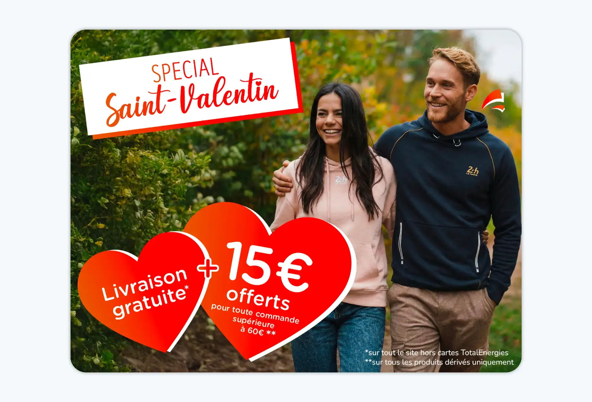 Special Saint-Valentin, livraison gratuite + 15 euros offerts pour toute commande supérieur à 60 euros