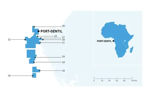 Carte du domaine minier TotalEnergies EP Gabon