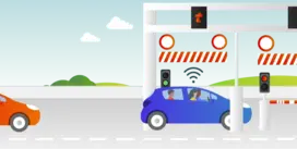 Une voiture avec un télébadge TotalEnergies