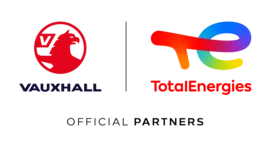 Vauxhall logo and TotalEnergies logo. Official partners.