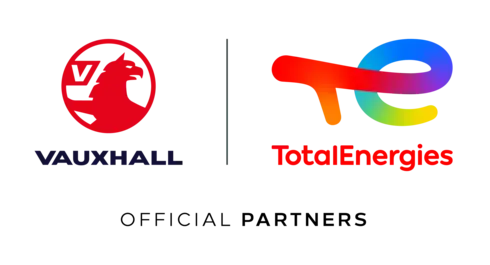 Vauxhall logo and TotalEnergies logo. Official partners.