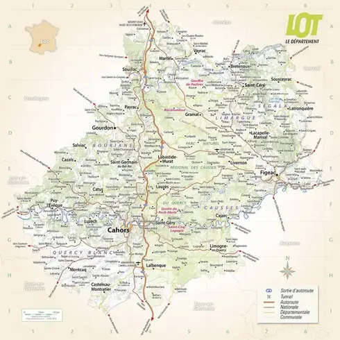 Carte du département du Lot