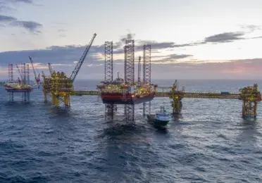Aerial shot of the Tyra field in the North Sea