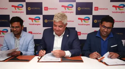 Arvind Verma - CEO, VehicleCare, Olivier Sabrié - Chairman & Managing Director, TEMIPL & Mridu Mahendra Das – CEO, Automovill at the partnership signing ceremony