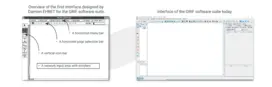Evolution of GRIF 's interface, on the left : the first design imagined by Damien Ehret, on the right : GRIF 's interface today.