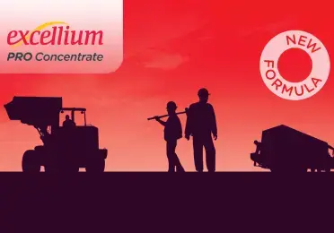 Siluety dělníků a pracovní strojů na červeném pozadí