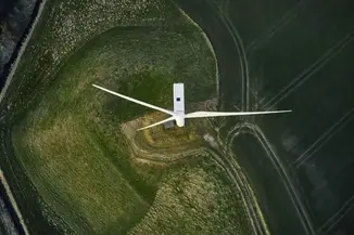 Image of a wind turbine from above