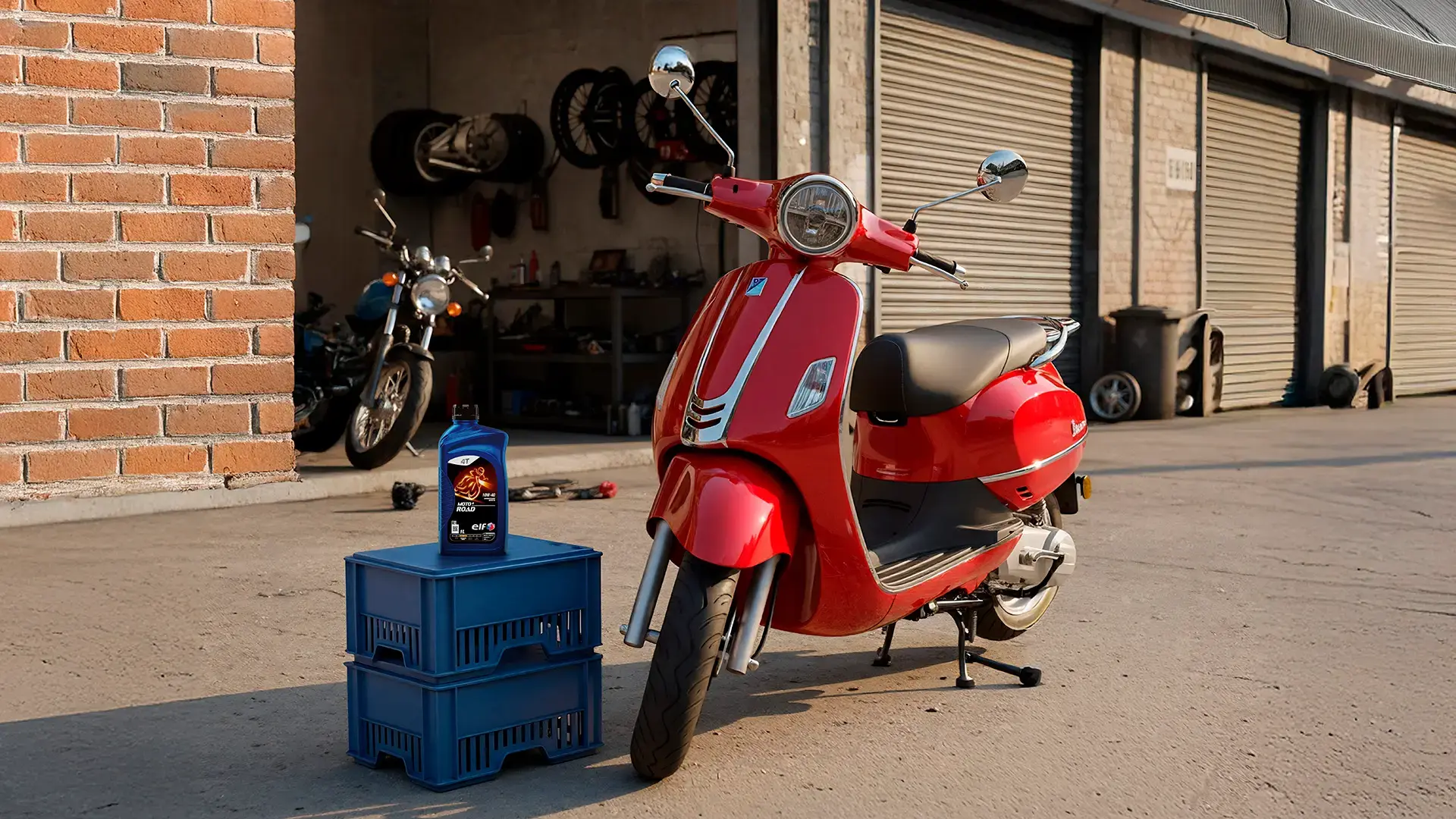 Motocicleta scooter con aceite ELF Moto 4.