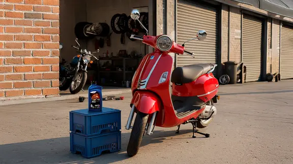 Motocicleta scooter con aceite ELF Moto 4.