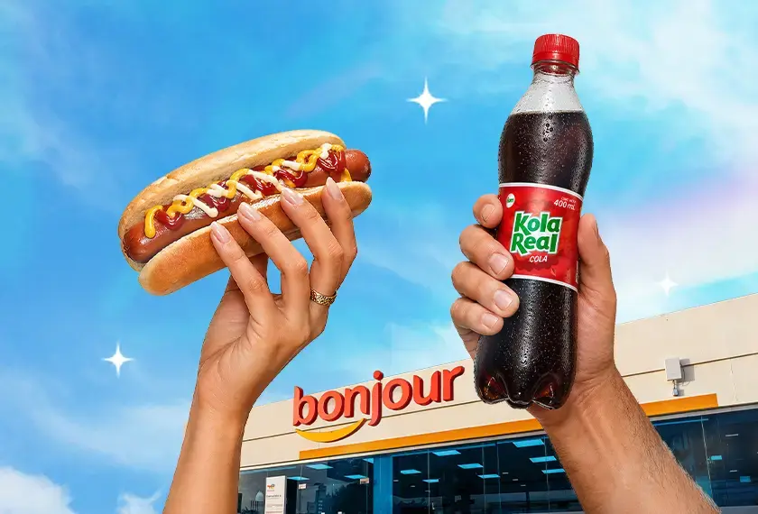 promoción hot dog + Kola real en tiendas bonjour 