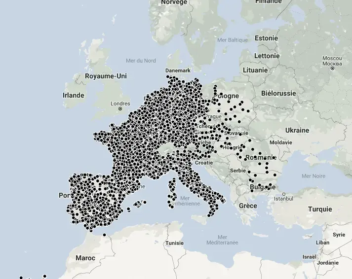 Réseau des stations TotalEnergies en Europe