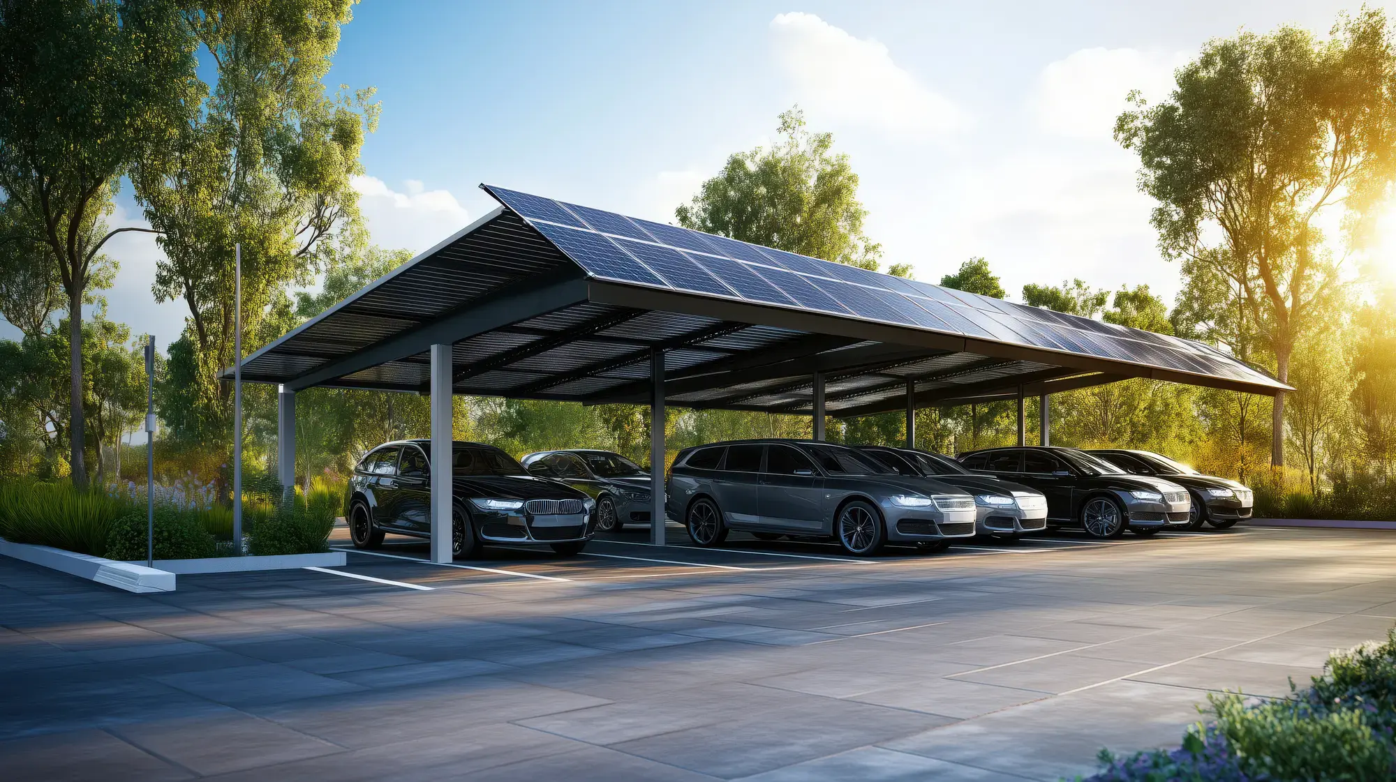 parkplatz mit solar-pv anlage