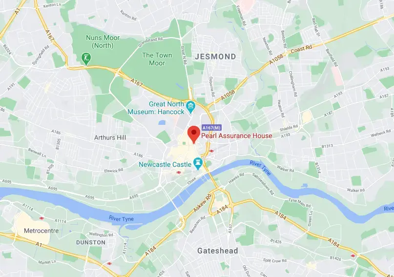 Map of Total Gas & Power - Newcastle office