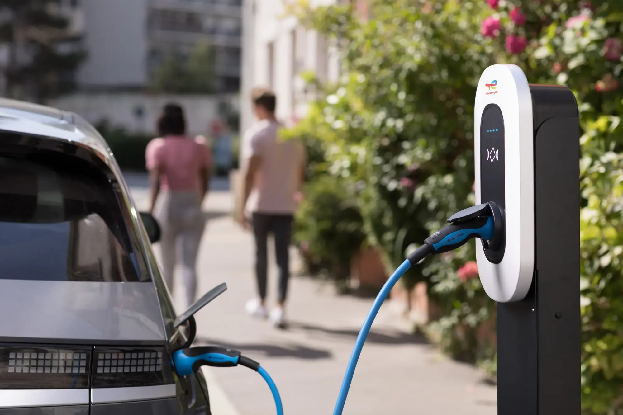 electric vehicle charging on a TotalEnergies charger