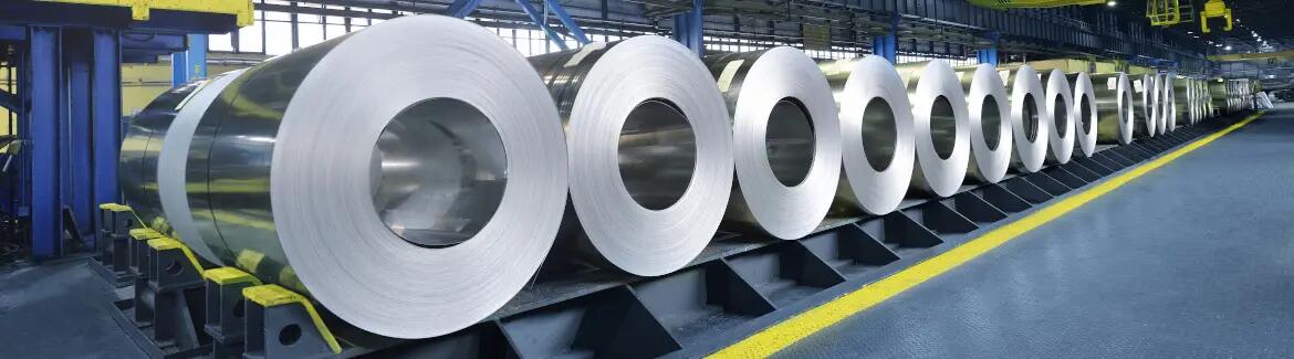 aluminium coils stored in a warehouse