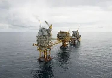 Aerial shot of the Gorm offshore platform in the North Sea