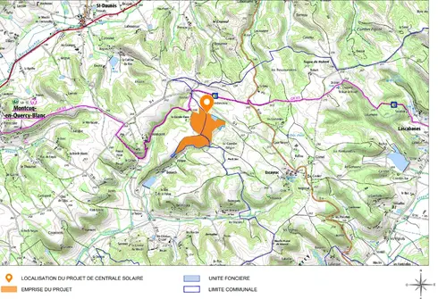 Carte d'implantation du projet Combe cave / Lendou en études