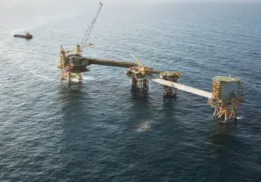 Aerial shot of the Halfdan offshore platform in the North Sea