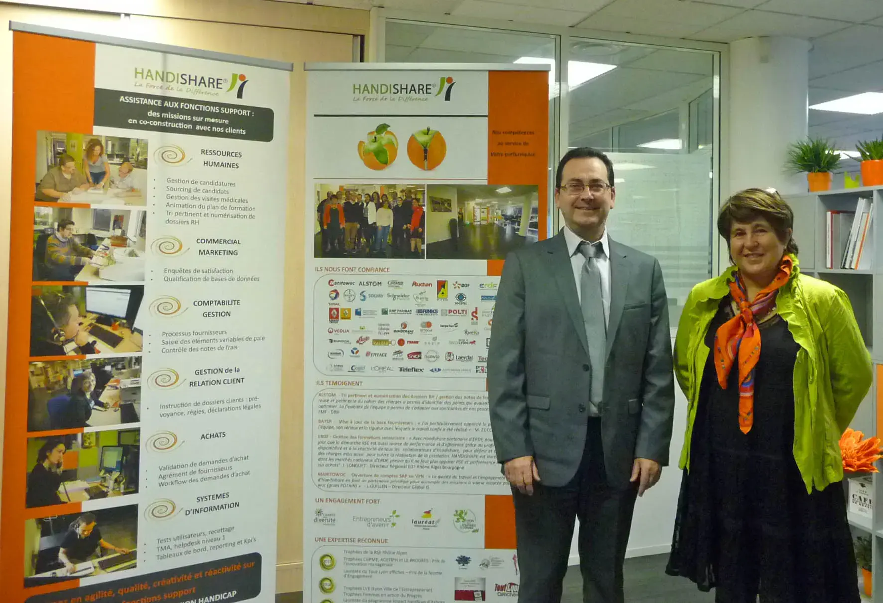 Patricia Gros-Micol, Présidente de Handishare, et Laurent Gautron, délégué Auvergne Rhône-Alpes de TDR