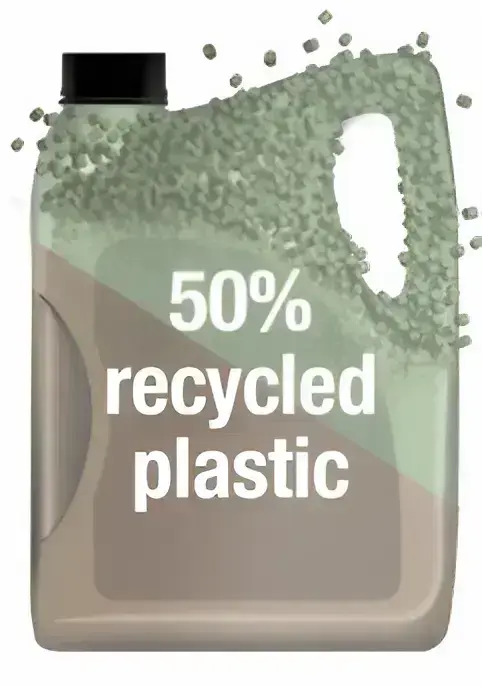 50% recycled plastic