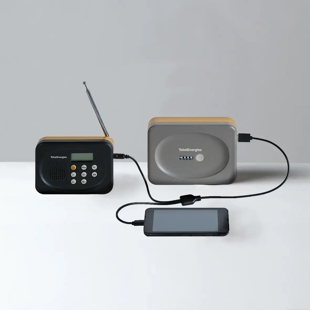 Home Sunshine kit powering phone and radio