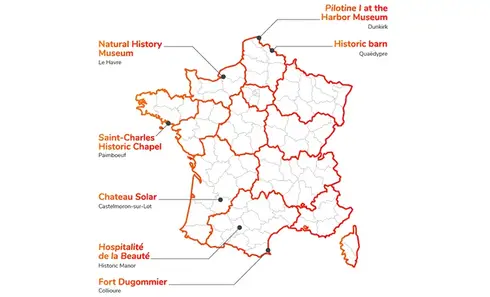 Infographics « Map of the 7 new restoration projects » - see detailed description hereafter
