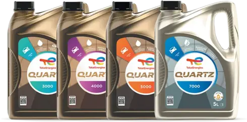 Quartz 3000, 4000, 5000 and 7000 car engine oil bottles
