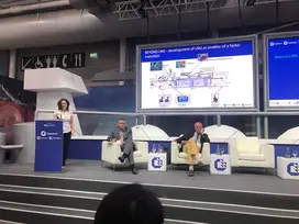 Mireille Franco, TotalEnergies Marine Fuels’ Head of HSEQ & Technical, presenting at Gastech 2023 in Singapore.