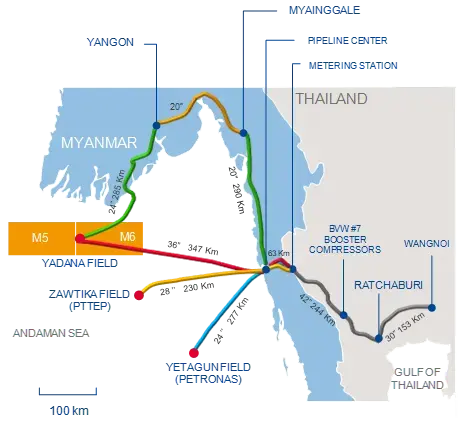 Map of Yadana field