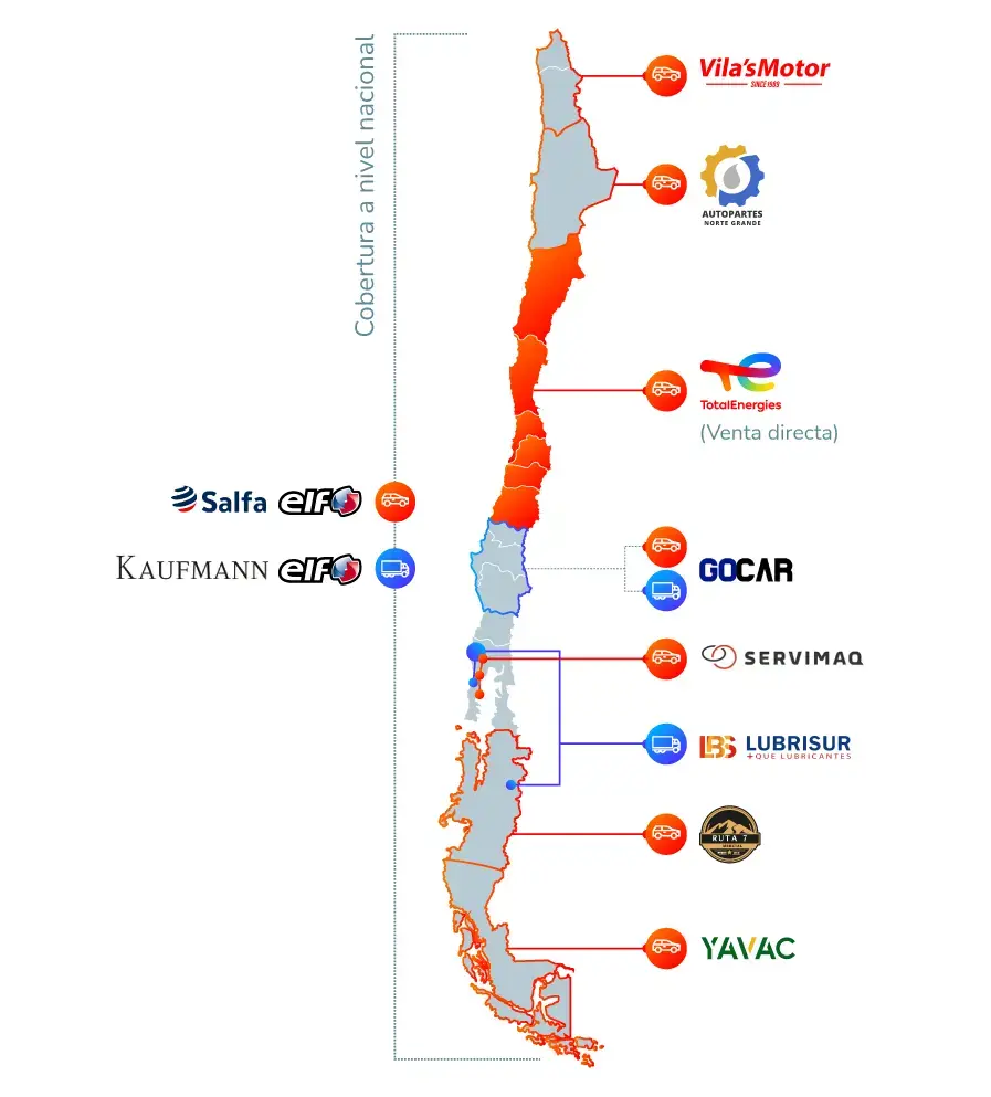 mapa distribuidores totalenergies en chile