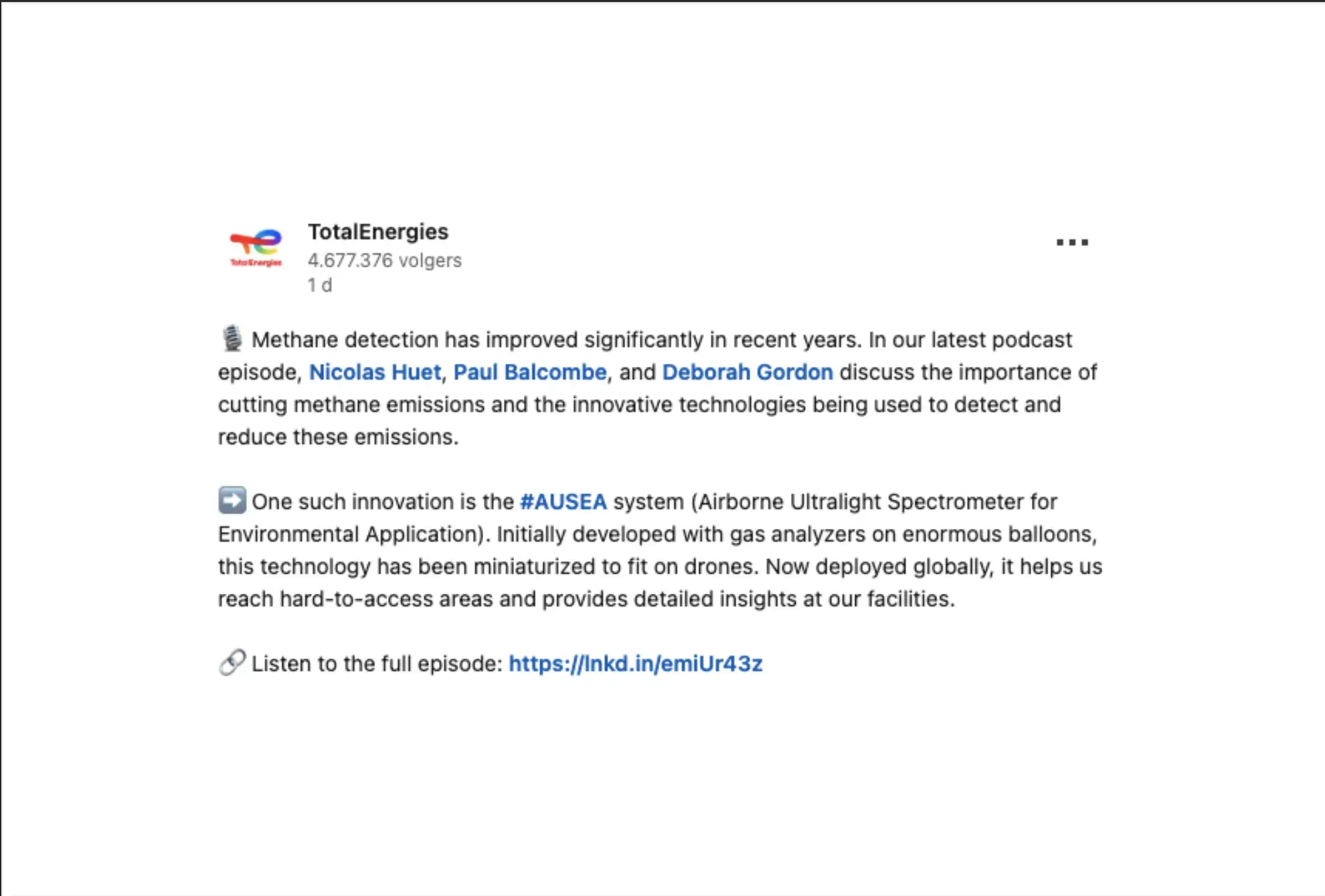 Social media post TotalEnergies