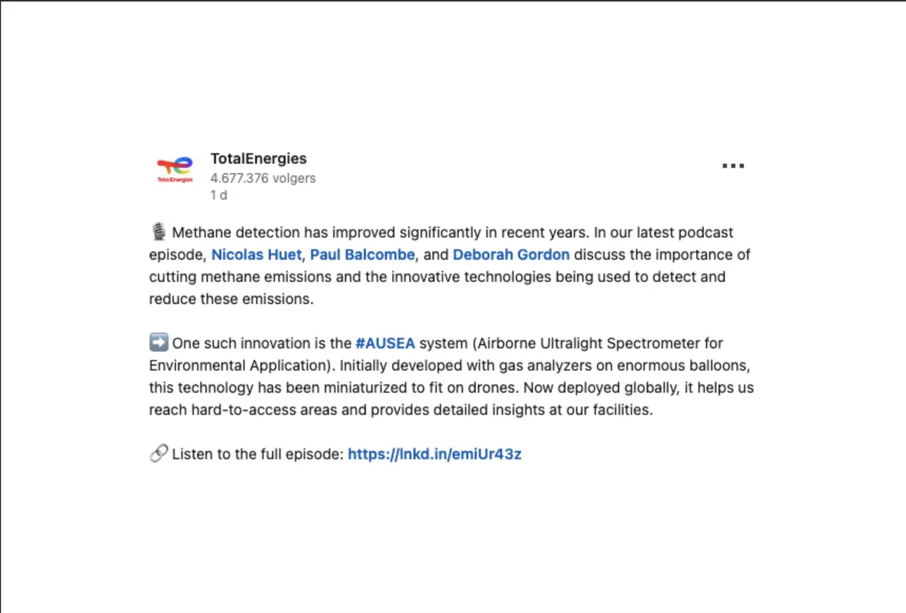 Social media post TotalEnergies