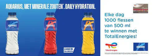 Aquarius, met minerale zouten, daily hydration. Een heerlijke verfrissing voor onderweg.